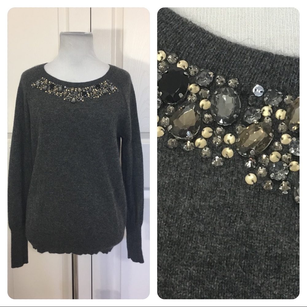 Cashmere! Halogen Jewel Neck Cashmere Sweater